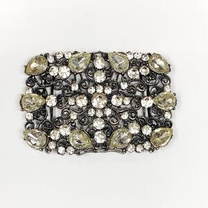 VTG Antique Estate Silver filigree rhinestone sash/ belt buckle